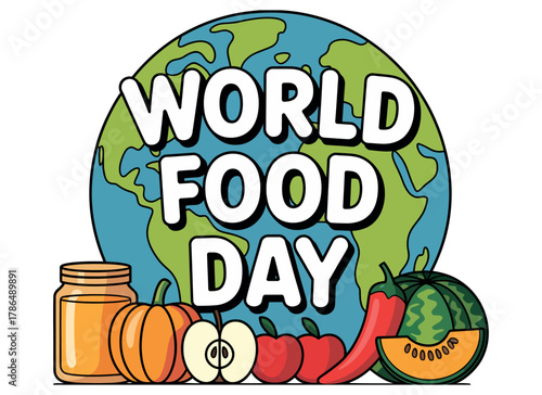 World Food Day celebrates global food security with diverse produce and the planet.