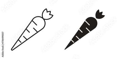 Carrot icon with line and silhouette versions.