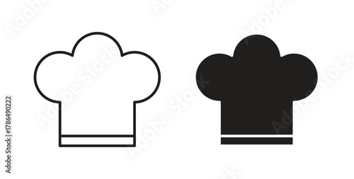Chef hat icon with line and silhouette versions.