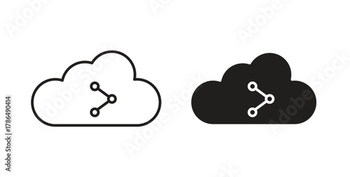 Cloud share icon with line and silhouette versions.