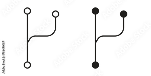 Code branch icon with line and silhouette versions.