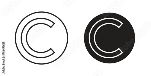 Copyright icon with line and silhouette versions.