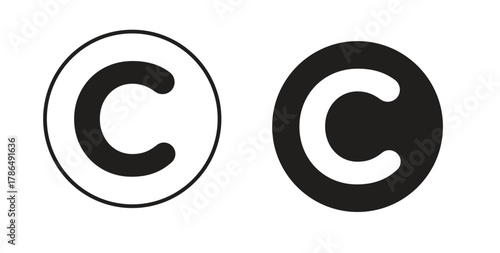 Copyright icon with line and silhouette versions.