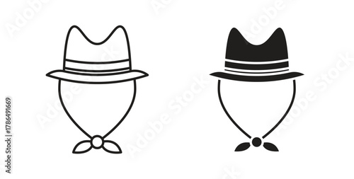 Cowboy icon with line and silhouette versions.