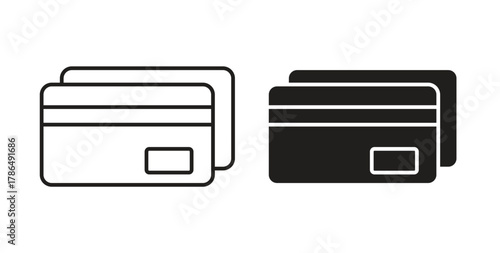 Credit card icon with line and silhouette versions.