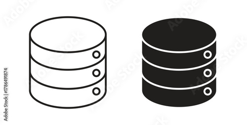 Database icon with line and silhouette versions.
