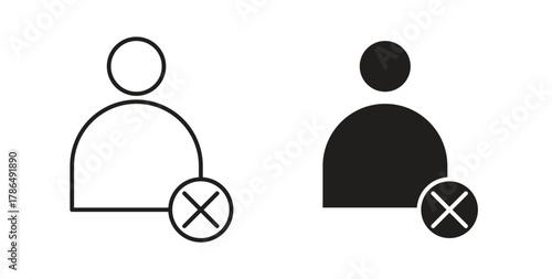 Delete user icon with line and silhouette versions.