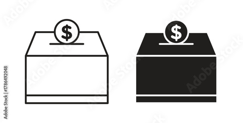 Donate icon with line and silhouette versions.