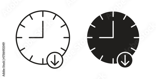 Down time icon with line and silhouette versions.