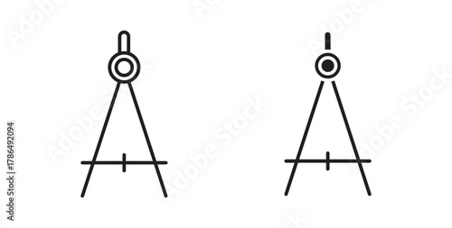 Drafting compass icon with line and silhouette versions.