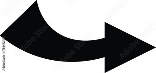 A curved black arrow pointing to the right, suggesting movement, flow, or a change in direction with a smooth transition