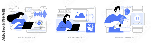 AI Enhancing Everyday Tasks abstract concept vector illustrations.