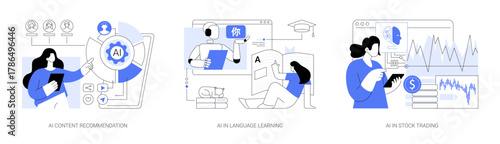 AI Personalizing Experiences abstract concept vector illustrations.