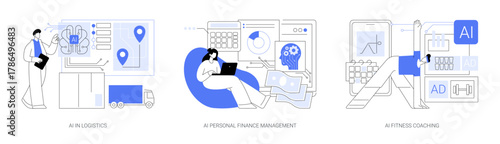 AI for Navigation and Lifestyle abstract concept vector illustrations.