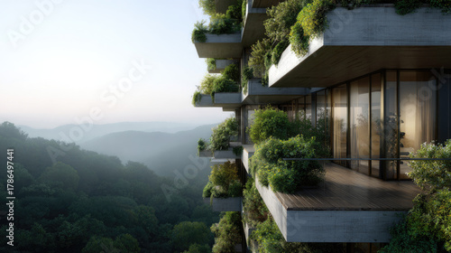 Futuristic building with fl...