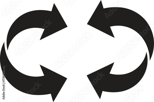 Two sets of opposing black arrows forming a circular or cyclical motion on a white background