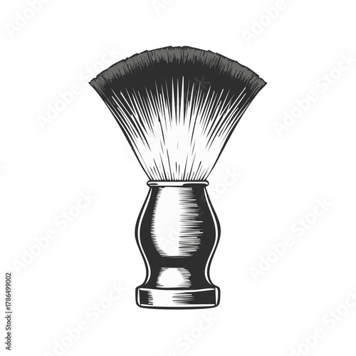 Vintage shaving brush illustration for classic barbershop grooming and men's personal care products