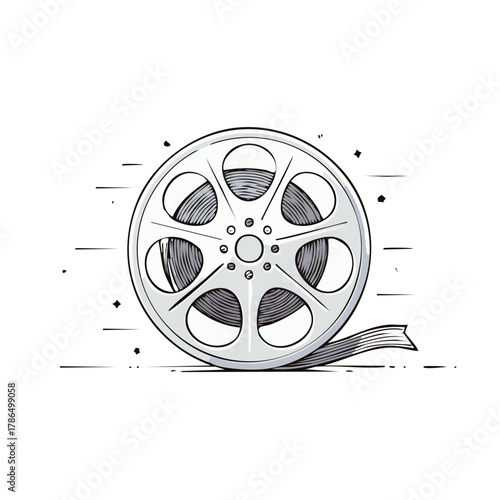 Retro film reel illustration for cinema and movie industry