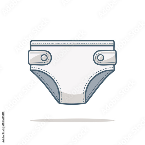 Cartoon illustration of a diaper, isolated. White background with shadow.