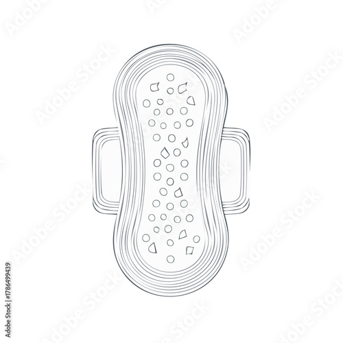Feminine Hygiene Pad Contour Drawing with Wings and Absorbent Design Elements