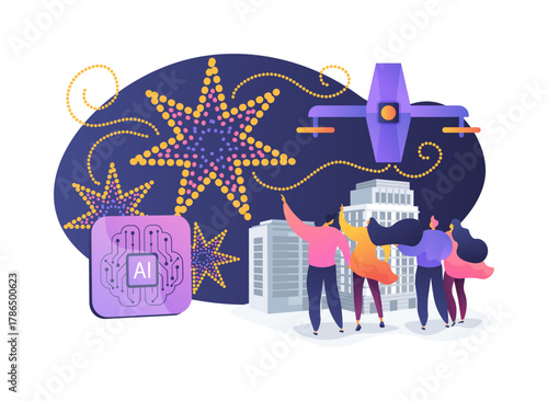 Multi-Drone Formation abstract concept vector illustration.