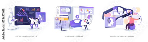 AI in Personalized Medical Care abstract concept vector illustrations.