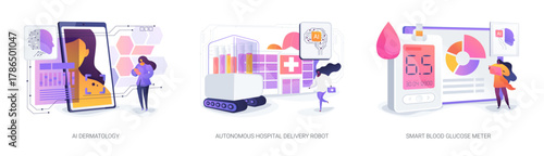 AI-Powered Tools in Digital Healthcare abstract concept vector illustrations.