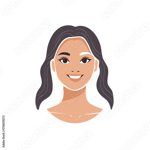 Vector Illustration of a Smiling Woman with Vitiligo and Poliosis
