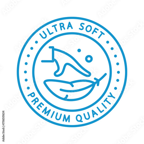 ultra soft icon, feather stamp, lightweight or sensitive, thin line blue vector illustration