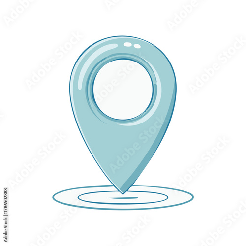 Clean graphic of a simple blue location pin with circular ripples below