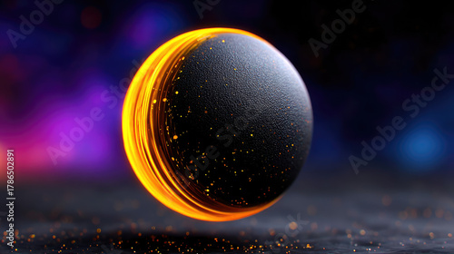 Floating matte black sphere...