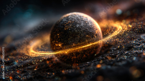 Floating matte black sphere...