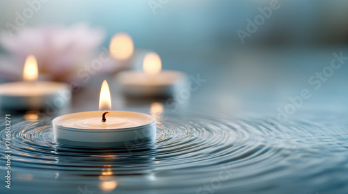 Floating candles in gentle ...