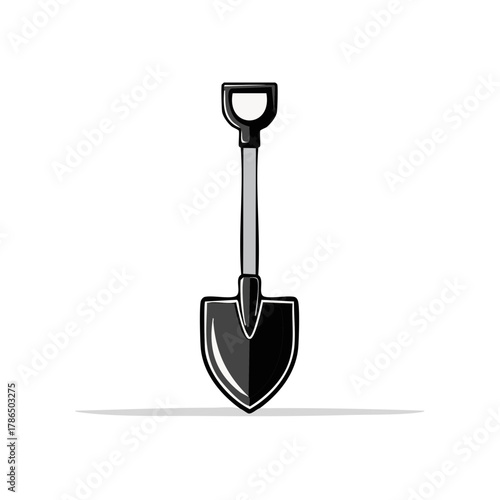 D Handle Spade Shovel Illustration for Gardening and Construction