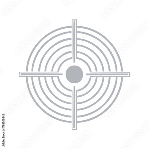 Crosshair target symbol with concentric circles and a central dot graphic icon