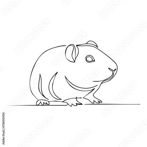 Simple outline drawing of a guinea pig resting on a surface