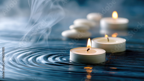 Floating candles in gentle ...