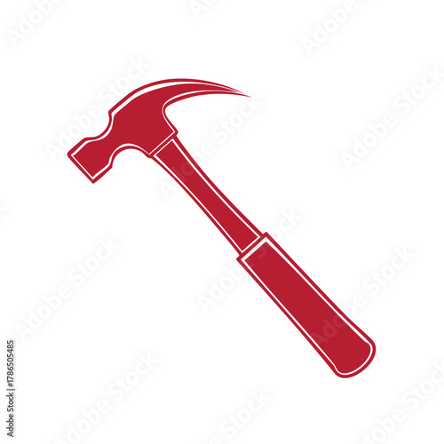 Red Claw Hammer Tool Silhouette for Construction and DIY Projects