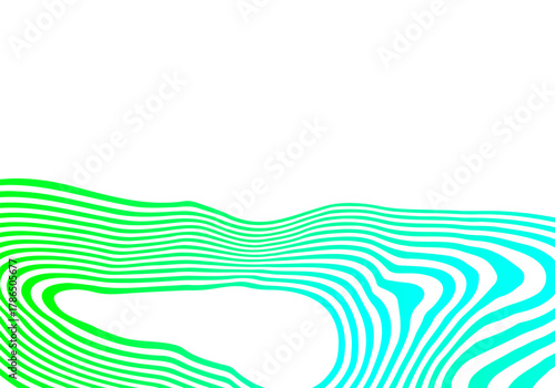 Abstract Hypnotic Illusion of Blue-Green Stripes Forming a Bionic or Liquid Shape on a Light Background. Eps 10