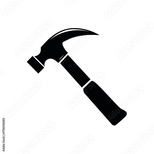Black Claw Hammer Icon Isolated on White Background for Construction and Repair