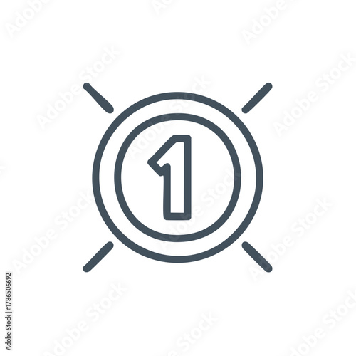 Number One Icon with Cross Outlines