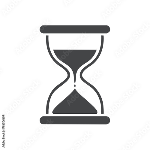 Simple dark gray hourglass icon symbolizing the passage of time and the flow of sand