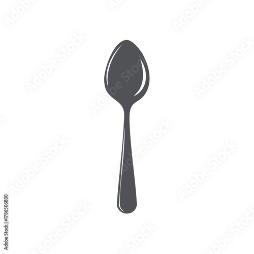 Simple dark gray spoon silhouette isolated on a white background