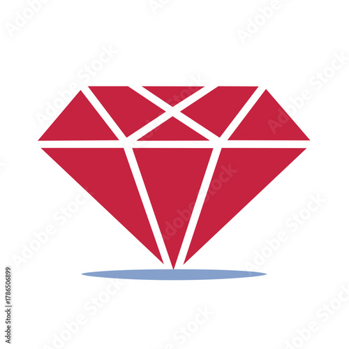Red diamond shape graphic with a slight shadow, jewel symbol.