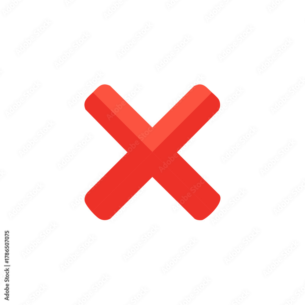 Fototapeta premium Red X mark illustration isolated on a white background. No symbol, cancel, and error sign.