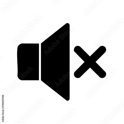 Mute speaker icon black glyph for silent mode and volume off user interface