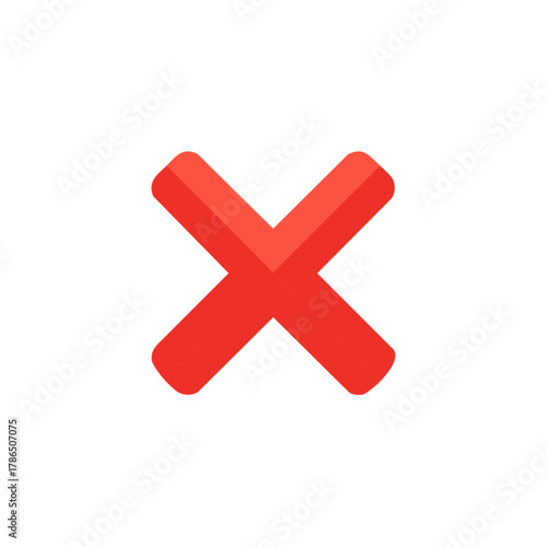 Red X mark illustration isolated on a white background. No symbol, cancel, and error sign.
