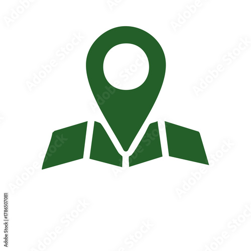 Green location pin icon on map illustration