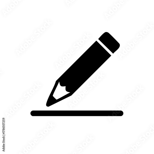 Black pencil drawing a line representing writing or creativity abstract symbol