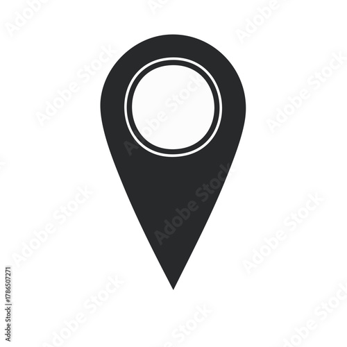 Black Location Pin Icon Marker Symbol for Navigation and Maps